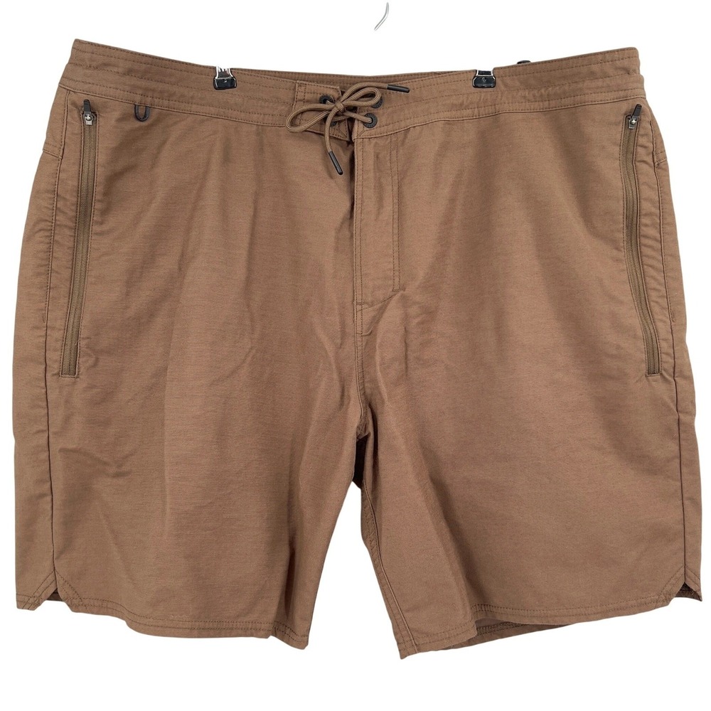 Roark Mens Brown Utility Adventure Shorts‎ Zip Pockets Drawstring Size 40